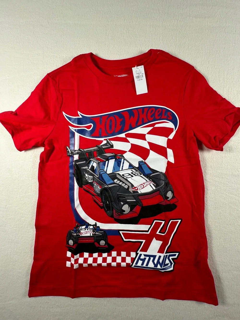 NWT Hot Wheels Boys Graphic T-Shirt Red Size L (10-12) Race Car Graphic Tee